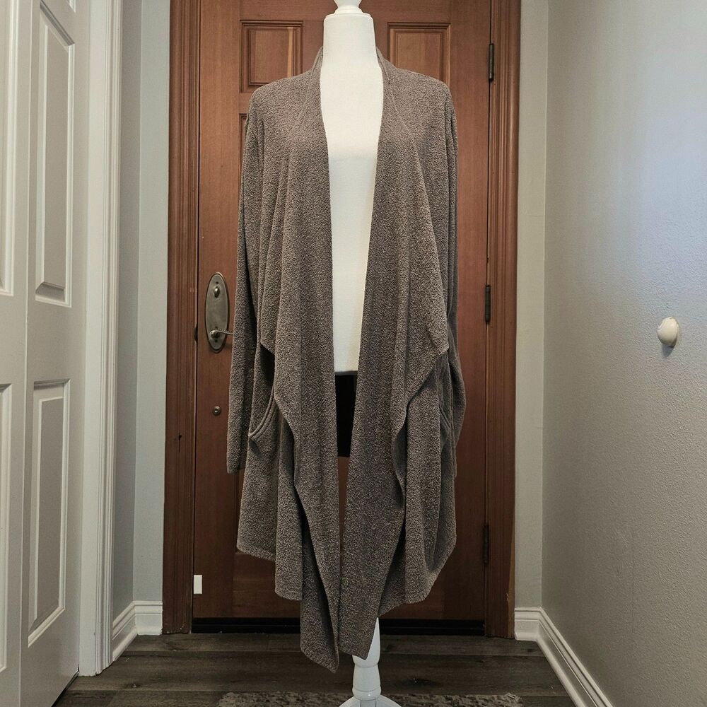 Barefoot Dreams CozyChic Lite Cardigan Sweater Womens 3X Brown Pockets Beachy